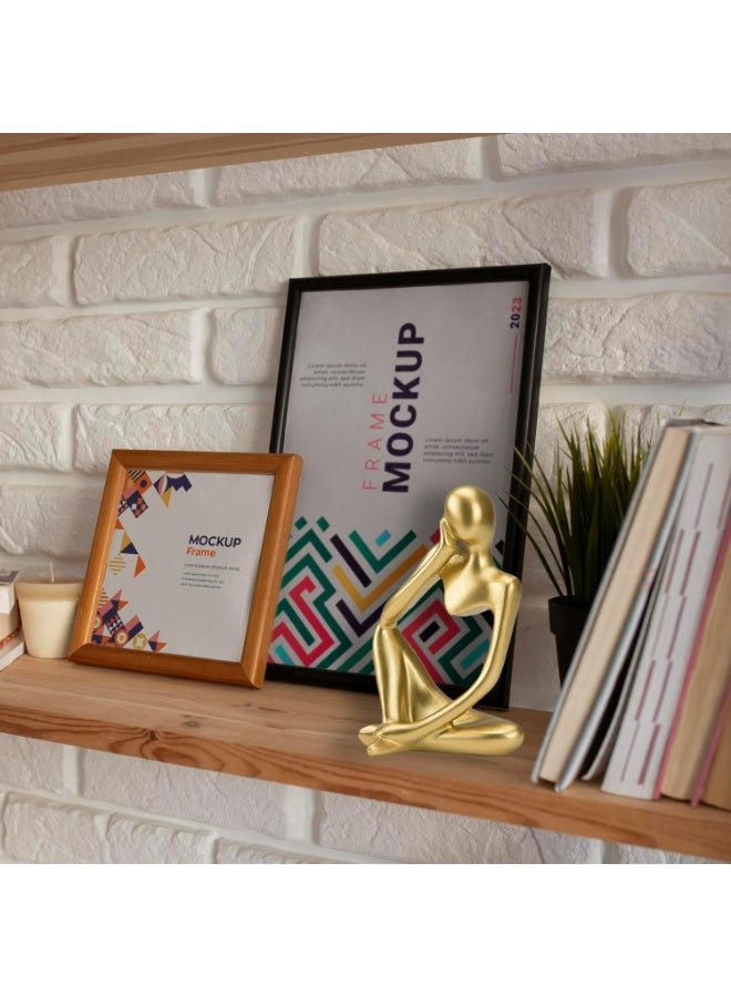 Kingone 3-Piece Gold Statue Decor, Thinker Abstract Art Resin Sculpture for Home, Living Room, Office Decoration (Gold) - Image 3